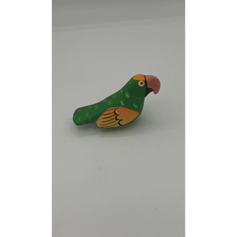 Balsa Wood Hand Carved PARROT Tropical Bird Hand Painted From Nicaragua